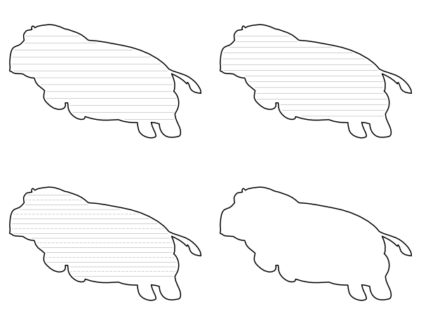 Swimming Hippo-Shaped Writing Templates