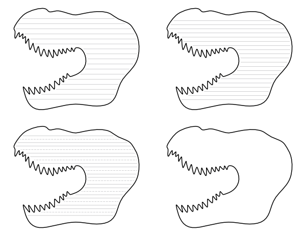 T Rex Head-Shaped Writing Templates