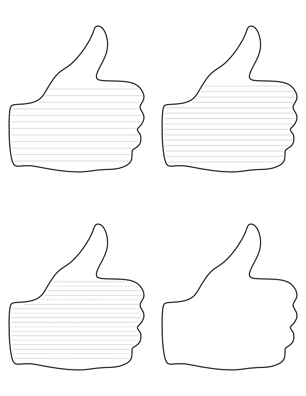 Thumbs Up-Shaped Writing Templates