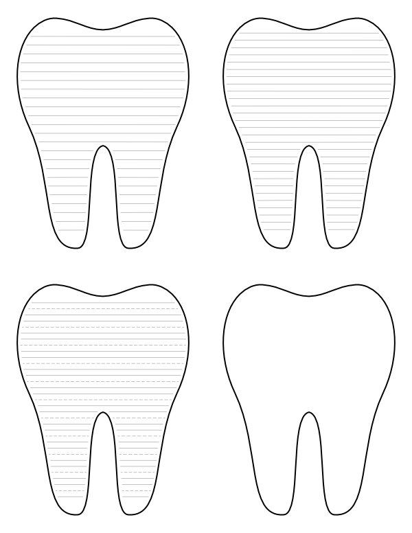 Free Printable Tooth Shaped Writing Templates