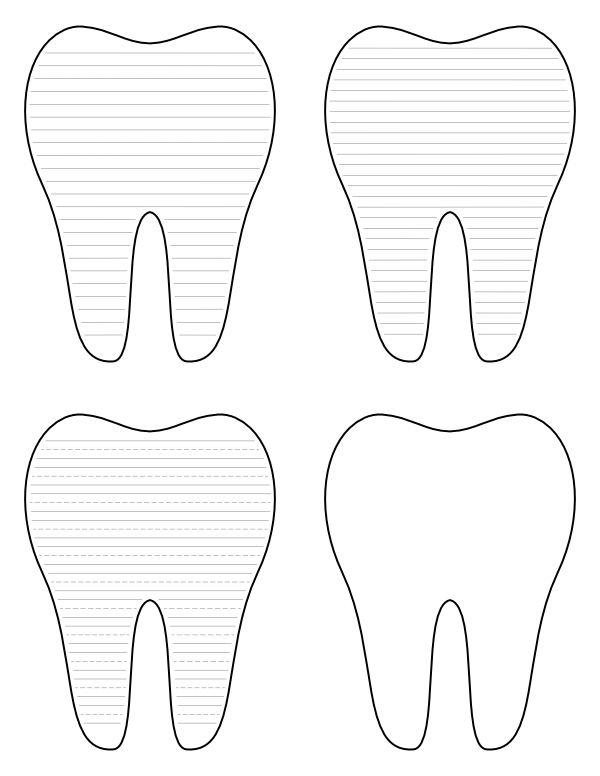 Free Printable Tooth-Shaped Writing Templates