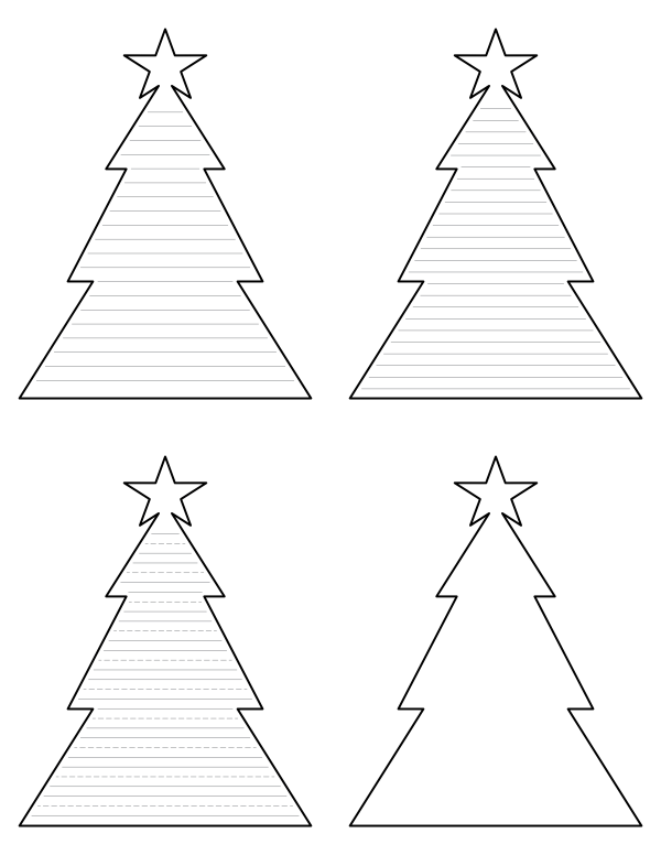 Triangle Christmas Tree-Shaped Writing Templates