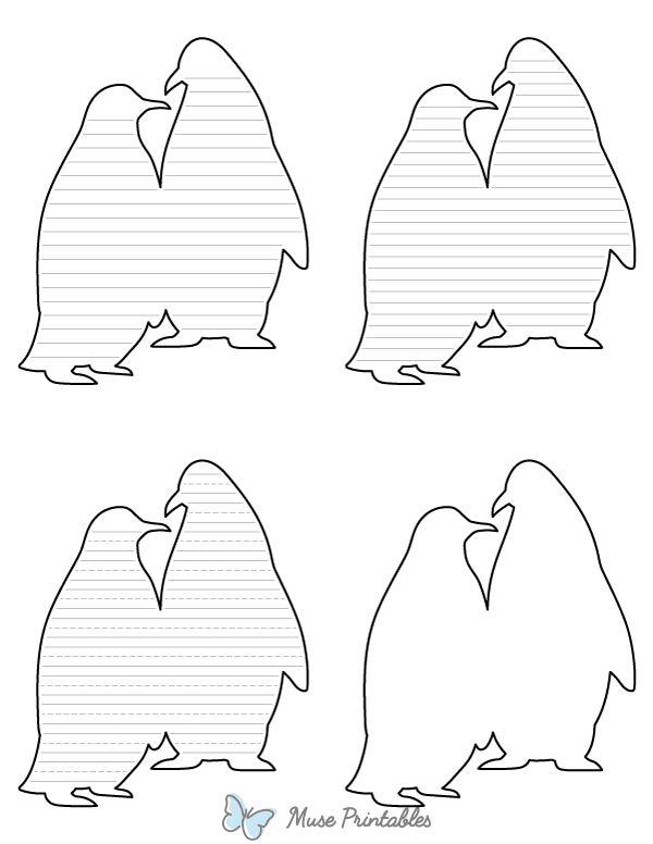 Two Penguins-Shaped Writing Templates