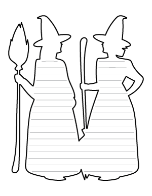 Two Witches Shaped Writing Templates
