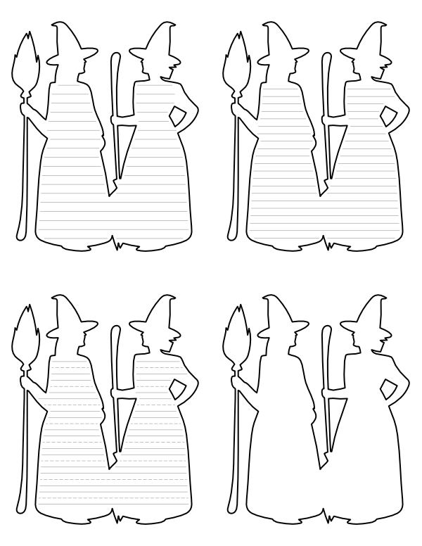 Two Witches-Shaped Writing Templates