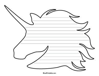 Unicorn Head Shaped Writing Templates