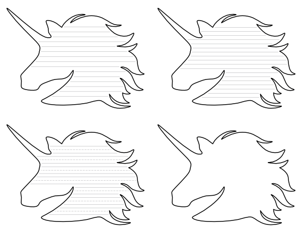 Unicorn Head-Shaped Writing Templates