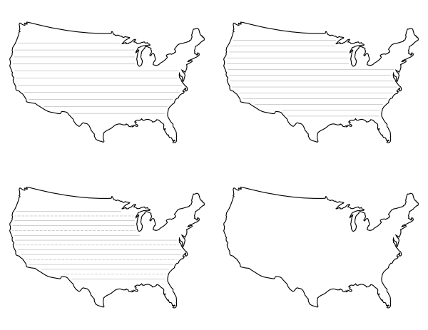 United States-Shaped Writing Templates
