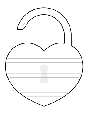 Unlocked Heart Padlock-Shaped Writing Templates