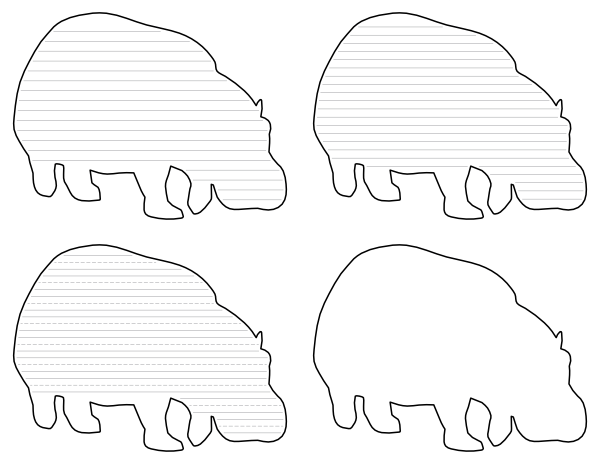 Walking Hippo-Shaped Writing Templates