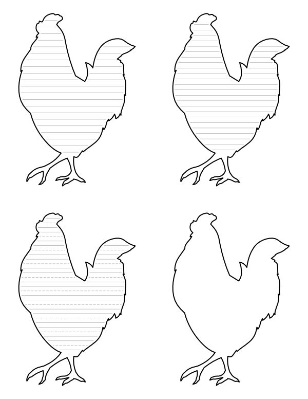Walking Rooster Shaped Writing Templates