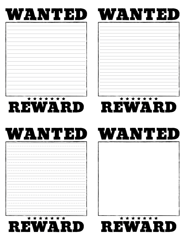 Wanted Poster Writing Templates