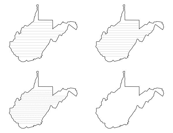 West Virginia-Shaped Writing Templates