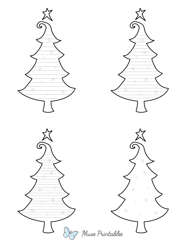 Whimsical Christmas Tree-Shaped Writing Templates