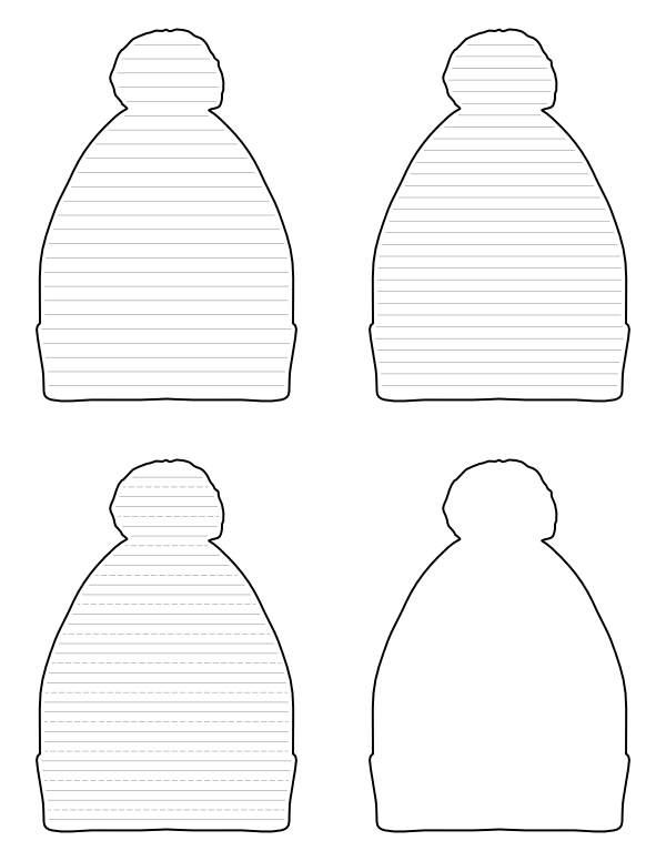 Winter Hat-Shaped Writing Templates