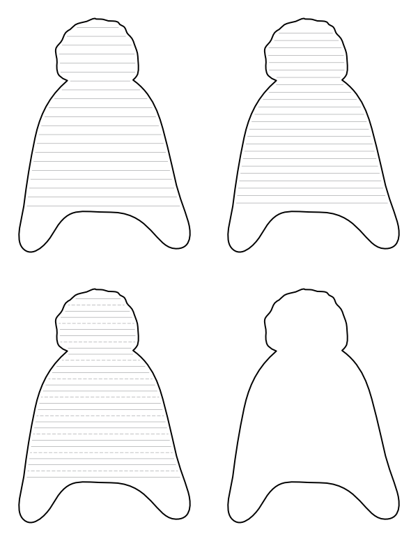 Winter Hat with Ear Flaps-Shaped Writing Templates