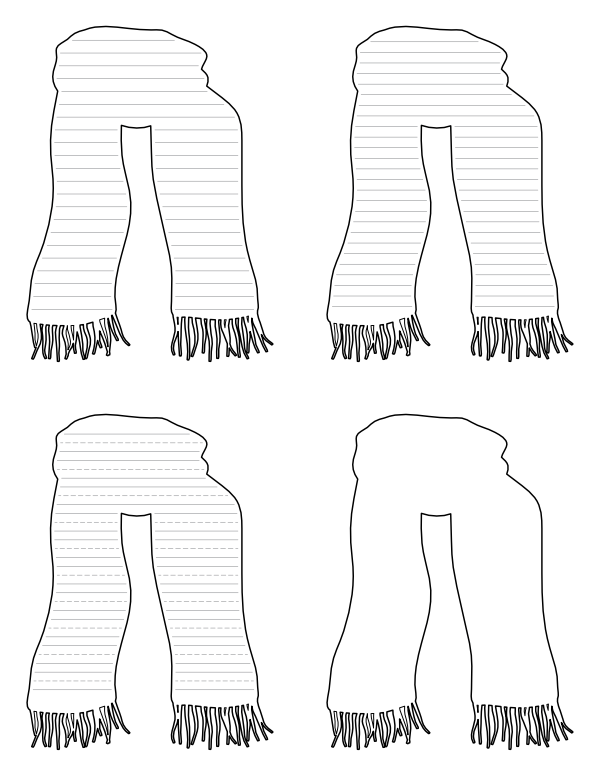 Winter Scarf-Shaped Writing Templates