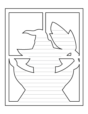 Witch in Window-Shaped Writing Templates