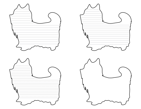 Yorkshire Terrier-Shaped Writing Templates