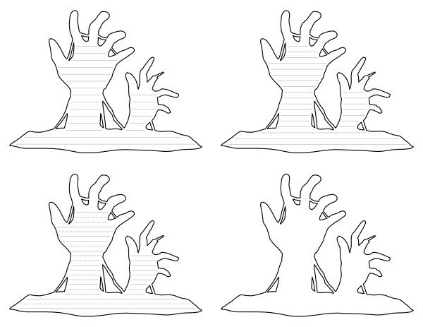 Zombie Hands Shaped Writing Templates